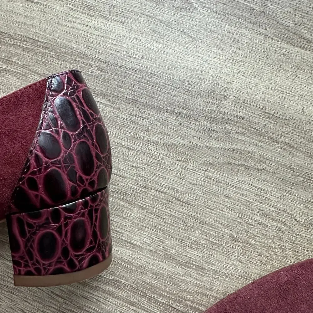 J.Crew Evelyn Cross Embossed Block Heel Suede Pumps - Picture 3 of 4